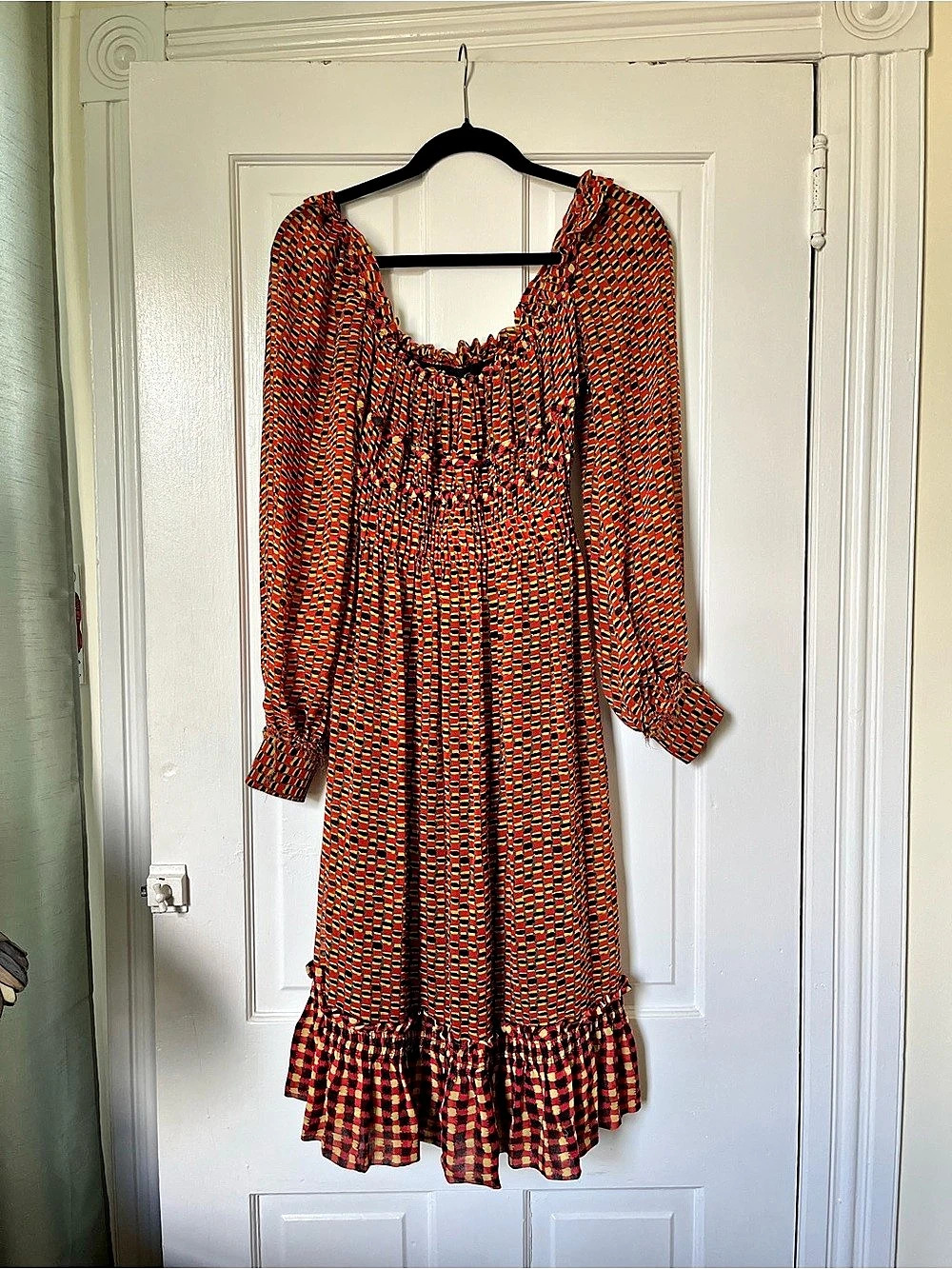 Proenza Schouler Silk Geometric Print Midi Dress Size 0